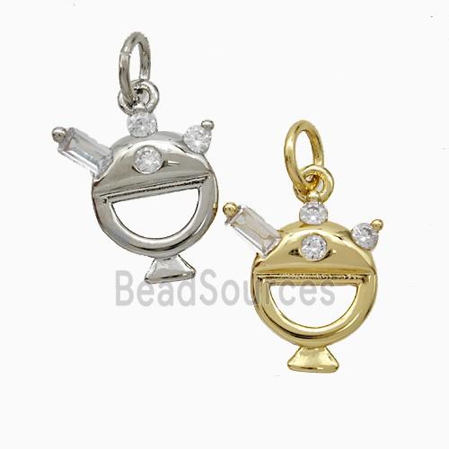 Copper Furnace Pendant Pave Zirconia Mixed