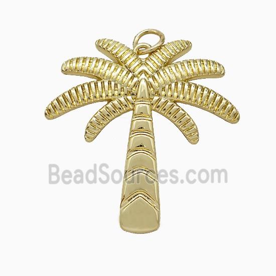 Coconut Tree Charms Copper Palm Pendant Gold Plated