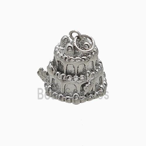 Birthday Cake Charms Copper Pendant Platinum Plated