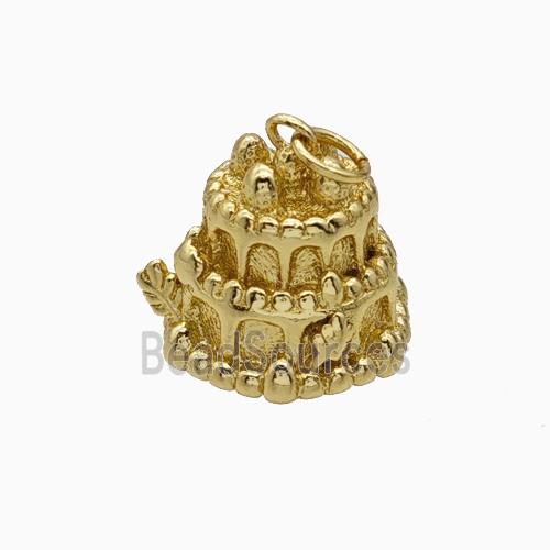 Birthday Cake Charms Copper Pendant Gold Plated