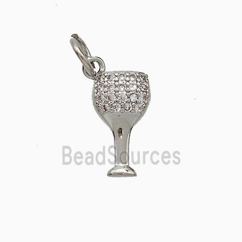 Copper Winecup Pendant Pave Zirconia Platinum Plated