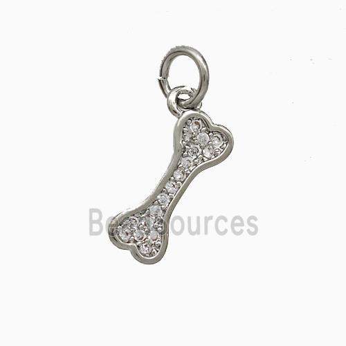 Copper Dogbone Pendant Pave Zirconia Platinum Plated