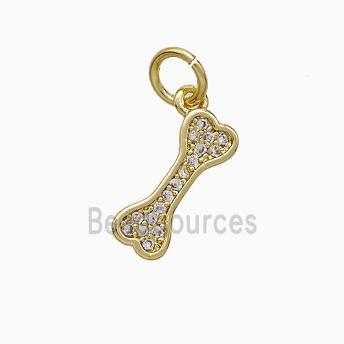 Copper Dogbone Pendant Pave Zirconia Gold Plated