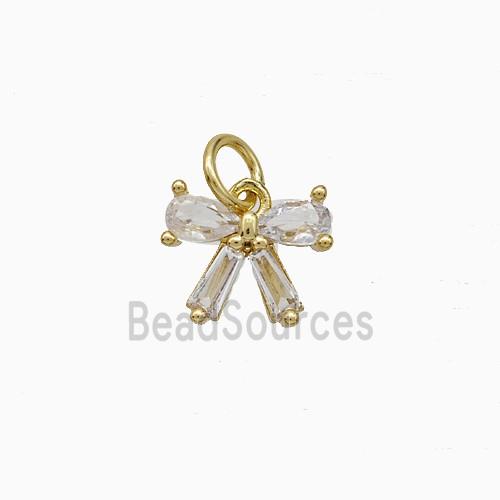 Copper Bowknot Pendant Pave Zirconia Gold Plated