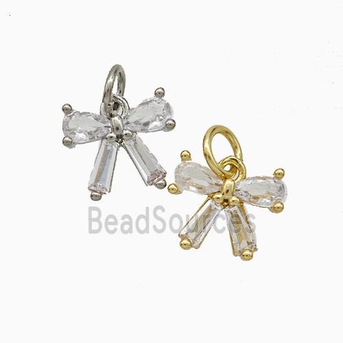 Copper Bowknot Pendant Pave Zirconia Mixed