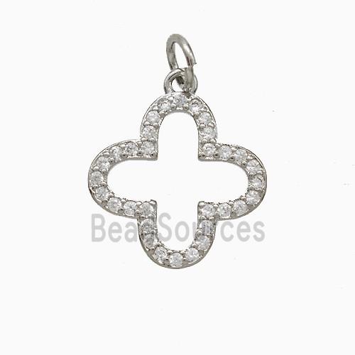 Copper Clover Pendant Pave Zirconia Platinum Plated