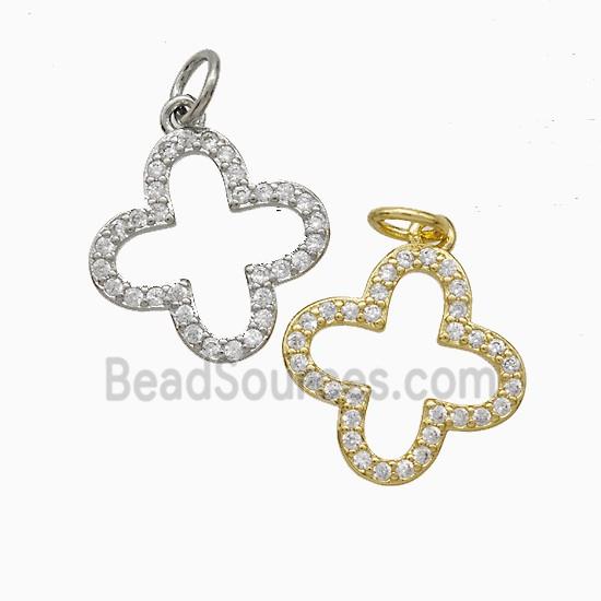 Copper Clover Pendant Pave Zirconia Mixed