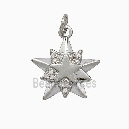 Copper Star Pendant Pave Zirconia Platinum Plated