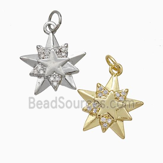 Copper Star Pendant Pave Zirconia Mixed