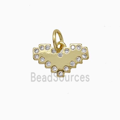 Copper Heart Pendant Pave Zirconia Gold Plated