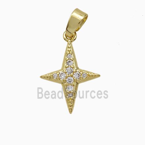 Copper NorthStar Pendant Pave Zirconia Gold Plated