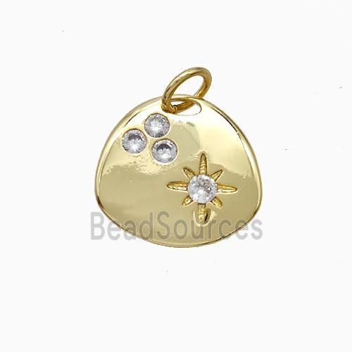 Copper Star Pendant Pave Zirconia Slice Gold Plated