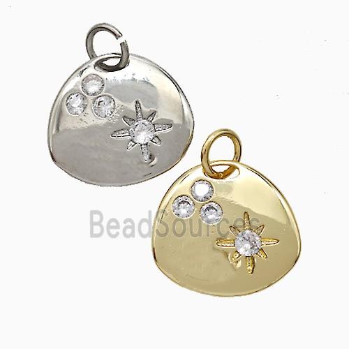 Copper Star Pendant Pave Zirconia Slice Mixed