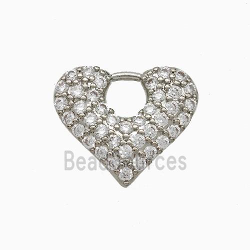 Copper Heart Pendant Pave Zirconia Platinum Plated
