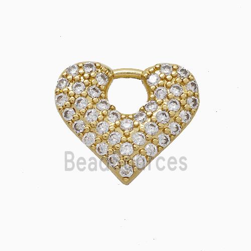 Copper Heart Pendant Pave Zirconia Gold Plated