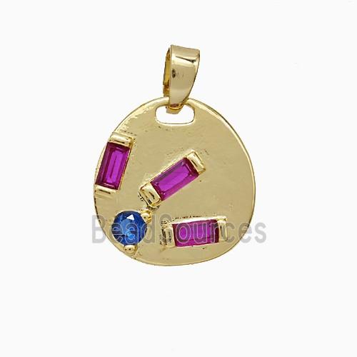 Copper Slice Pendant Pave Zirconia Gold Plated