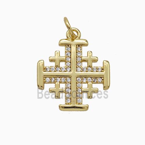 Copper Cross Pendant Pave Zirconia Gold Plated