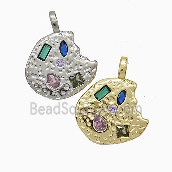 Copper Slice Pendant Pave Zirconia Mixed