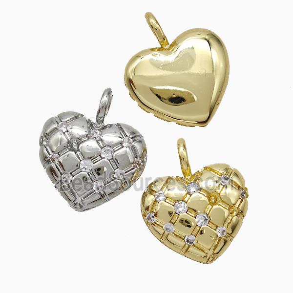 Copper Heart Pendant Pave Zirconia Mixed