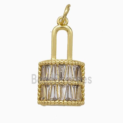 Copper Lock Pendant Pave Zirconia Gold Plated