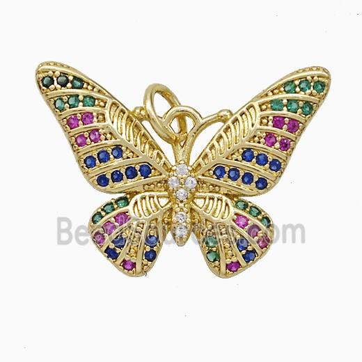 Copper Butterfly Pendant Pave Zirconia Gold Plated