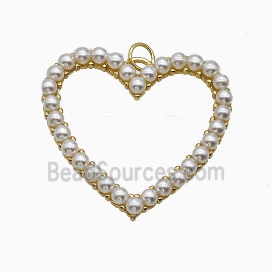 Copper Heart Pendant Pave Pearlized Resin Gold Plated