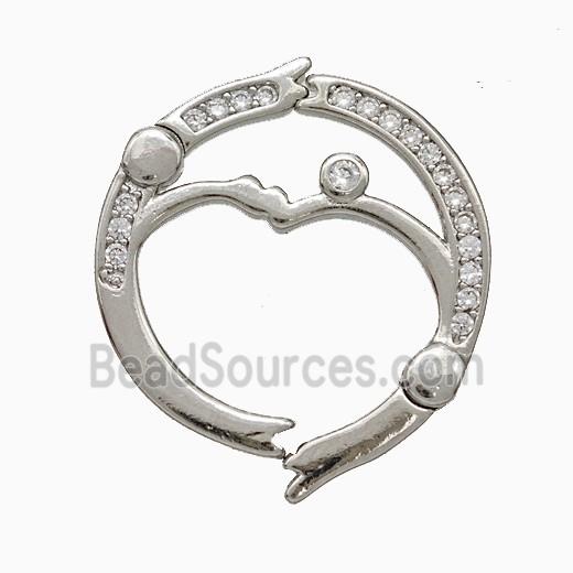 Copper Carabiner Clasp Pave Zirconia Platinum Plated