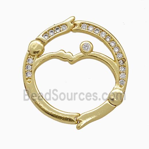 Copper Carabiner Clasp Pave Zirconia Gold Plated