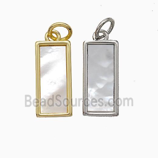 Copper Rectangle Pendant Pave Shell Mixed