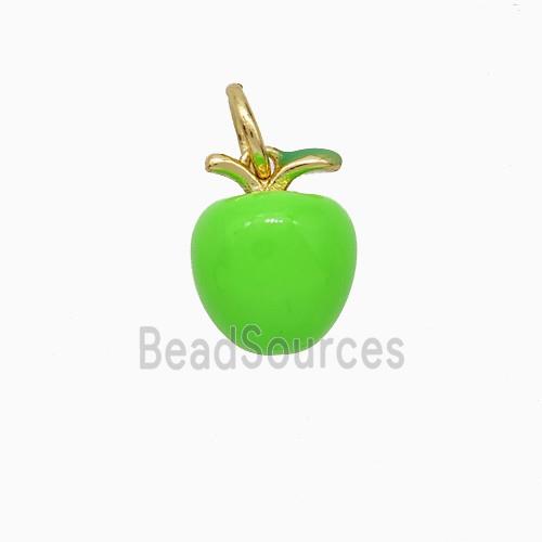 Copper Apple Pendant Green Enamel Gold Plated