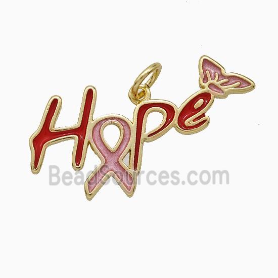 Copper Hope Pendant Enamel Awareness Robbons Gold Plated