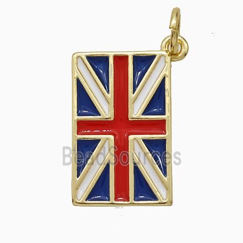 British Flag Charms Copper Pendant Enamel Gold Plated