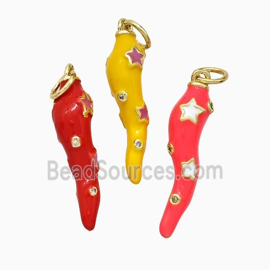 Copper Chili Pendant Enamel Star Gold Plated Mixed