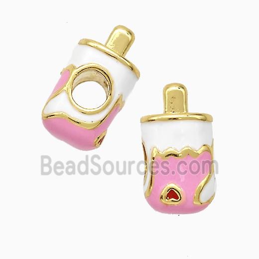 Copper Ice Cream Beads Enamel Large Hole Gold Plated