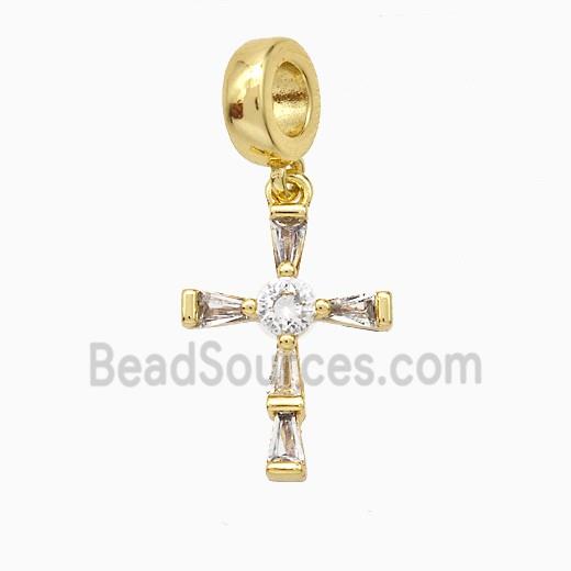 Copper Cross Pendant Pave Zirconia Gold Plated