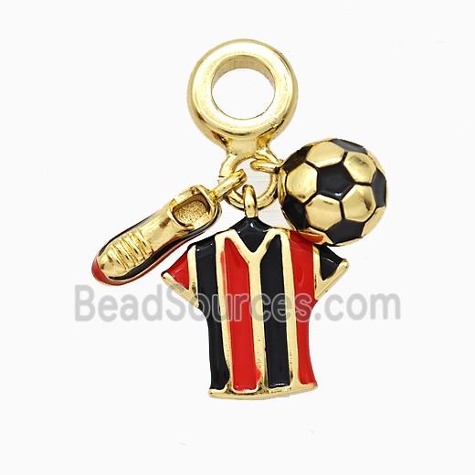 Shoe And Football Sports Shirt Charms Copper Pendant Enamel Gold Plated