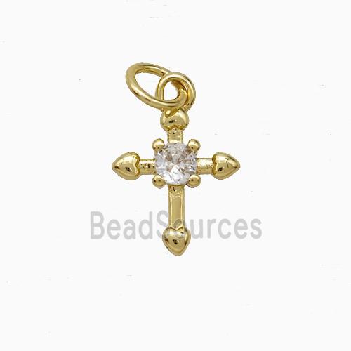 Copper Cross Pendant Pave Zirconia Gold Plated