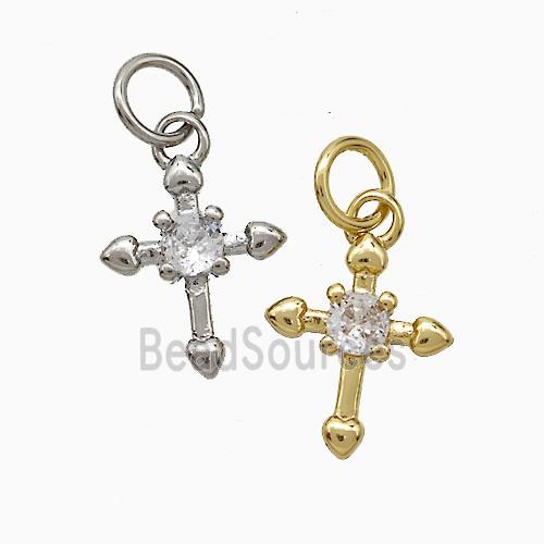 Copper Cross Pendant Pave Zirconia Mixed