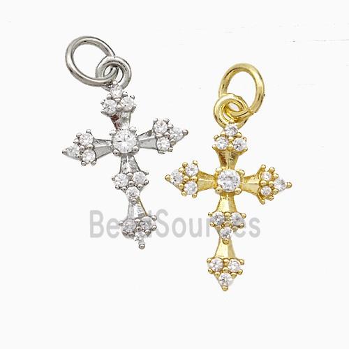Copper Cross Pendant Pave Zirconia Mixed