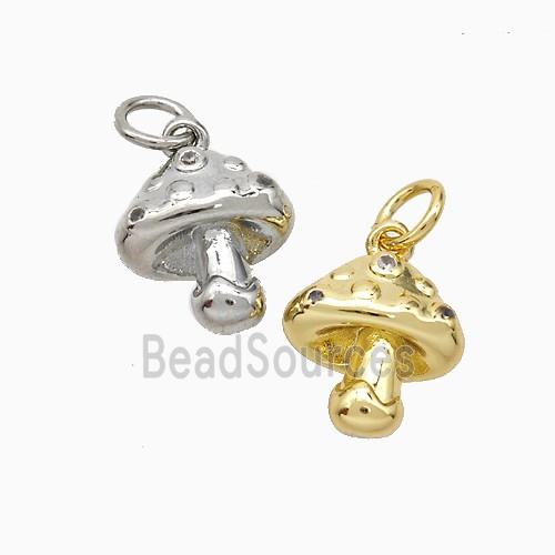 Mushroom Charms Copper Pendant Pave Zirconia Mixed