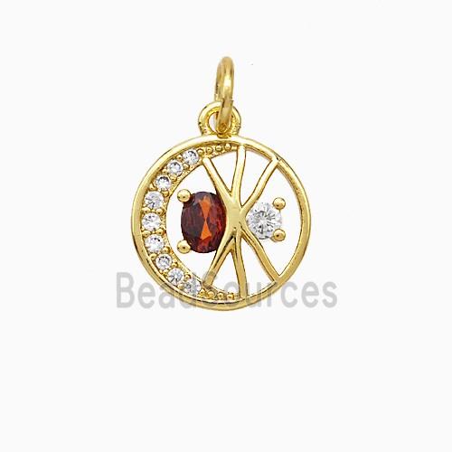 Copper Moon Pendant Pave Zirconia Sun Gold Plated