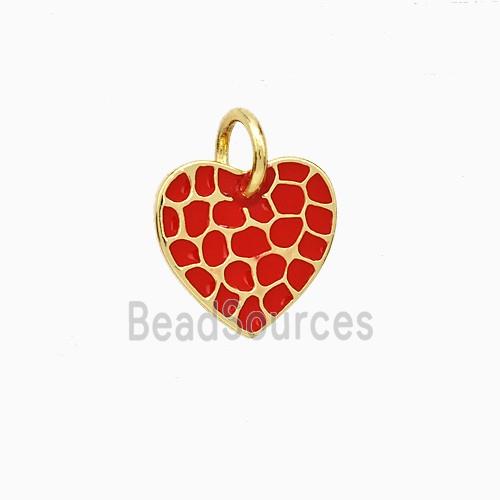Copper Heart Pendant Red Enamel Gold Plated