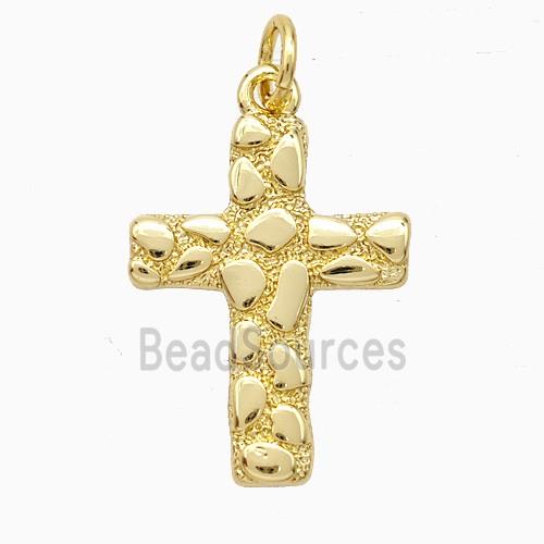 Copper Cross Pendant Hammered Gold Plated