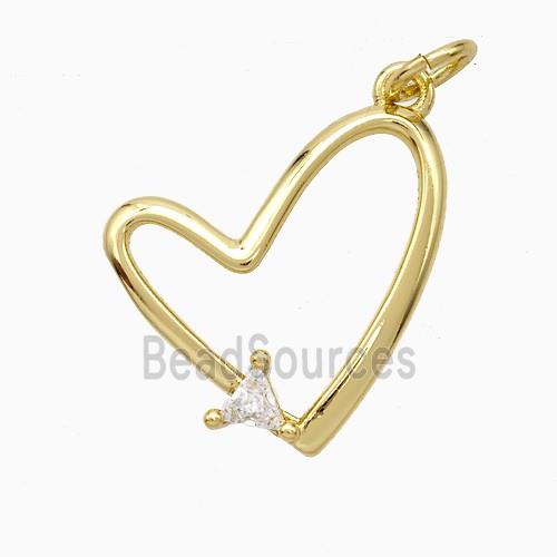 Copper Heart Pendant Pave Zirconia Gold Plated