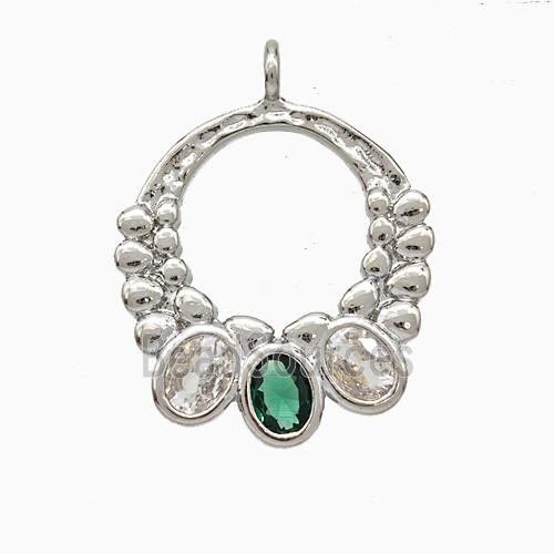 Copper Pendant Micropave Zirconia Platinum Plated