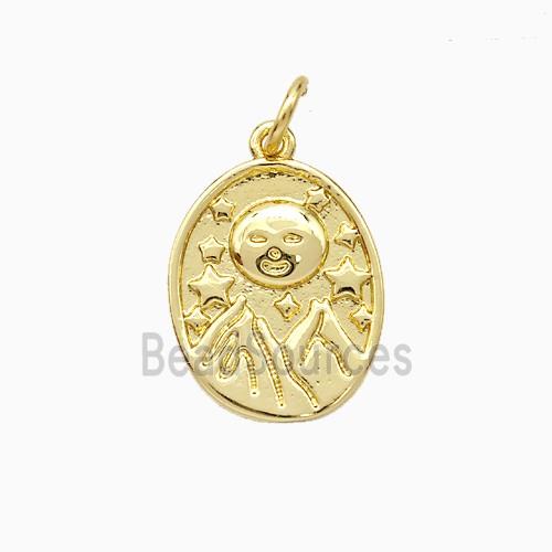 Copper Mountain And Sun Pendant Gold Plated