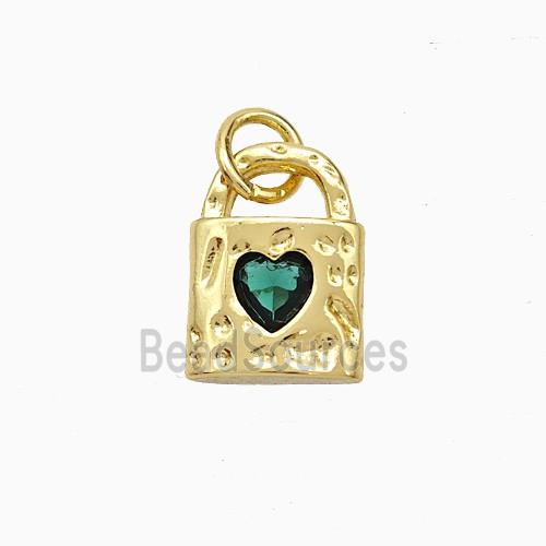 Copper Lock Pendant Pave Zirconia Gold Plated