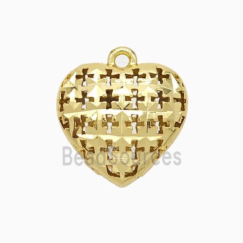 Copper Heart Pendant Hollow Cross Gold Plated