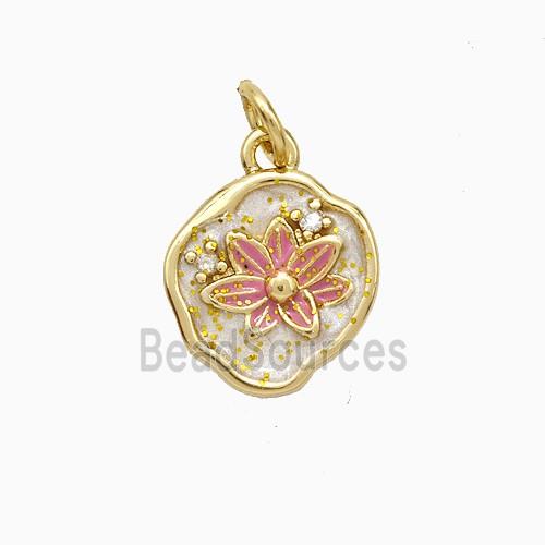 Copper Flower Pendant Painted Gold Plated