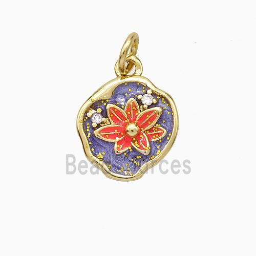 Copper Flower Pendant Painted Gold Plated